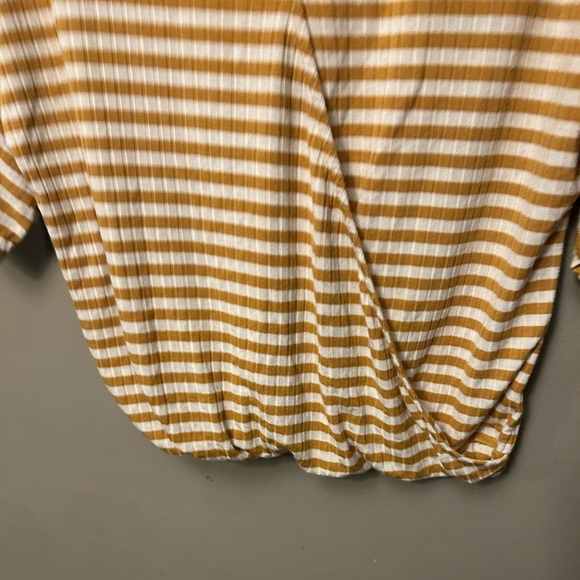 American Eagle Outfitters shirt - mustard/white stripe faux wrap cropped - Picture 4 of 8